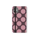 Funda tipo cartera de cuero vegano para iPhone 11 – diseño Polka Dot en rosa ciruela