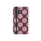 Funda tipo cartera de cuero vegano para iPhone 12 Pro – diseño Polka Dot en rosa ciruela