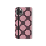 Funda tipo cartera de cuero vegano para iPhone 11 Pro – diseño Polka Dot en rosa ciruela