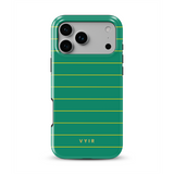 Horizontal Stripes, Verde Goldline - Tough Funda MagSafe para iPhone