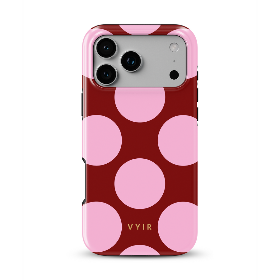 Large Polka Dots, Rosa burdeos - Tough Funda MagSafe para iPhone