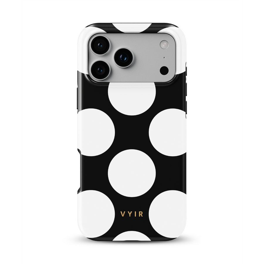 Large Polka Dots, Brillo negro - Tough Funda MagSafe para iPhone