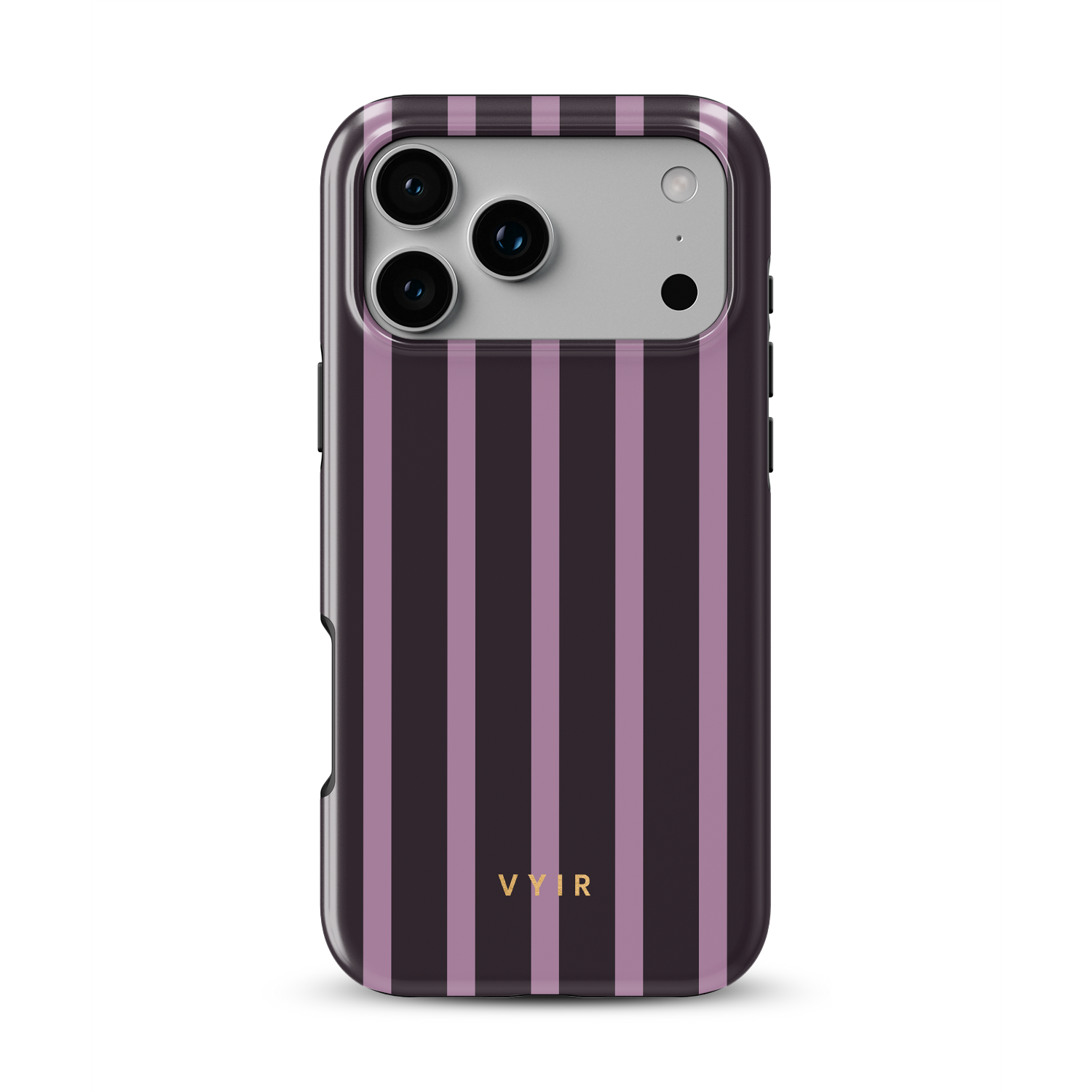 Luxe Stripes, Plum - Shockproof MagSafe iPhone Case - VYIR