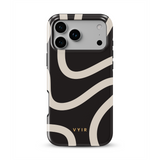 Swirl Lines, Negro y beige - Tough Funda MagSafe para iPhone