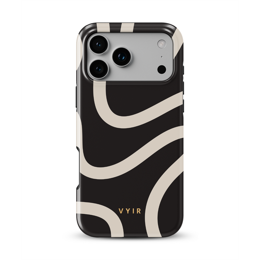 Swirl Lines, Negro y beige - Tough Funda MagSafe para iPhone