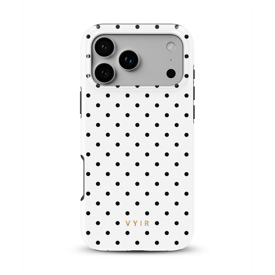 Tiny Polka Dots, Negro y Blanco - Tough Funda MagSafe para iPhone