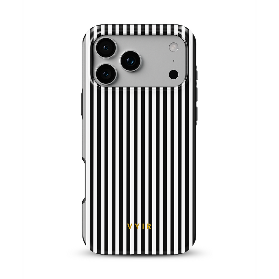 Vertical Stripes, Negro y blanco de rayas finas - Tough Funda MagSafe para iPhone