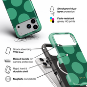 Large Polka Dots, Emerald Green - Shockproof MagSafe iPhone Case - VYIR