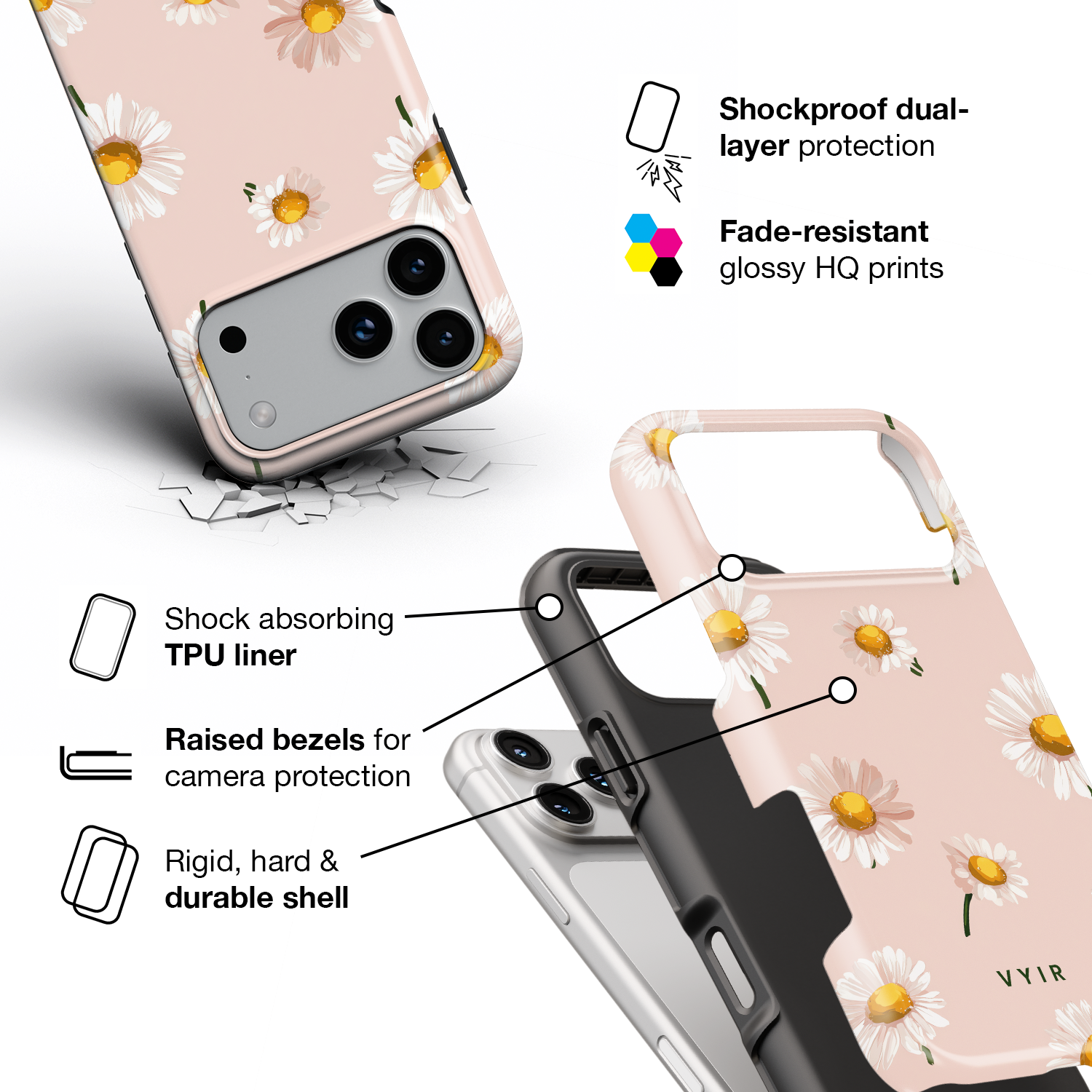 Blush Daisy - Shockproof Phone Case - VYIR