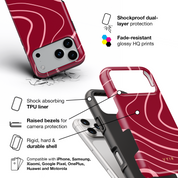 Swirl Lines, Pink & Red - Shockproof Phone Case - VYIR