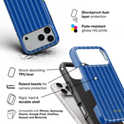 Vertical Stripes, Mediterranean Blue - Shockproof Phone Case - VYIR