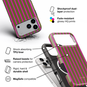 Vertical Stripes, Urban Olive - Shockproof MagSafe iPhone Case - VYIR