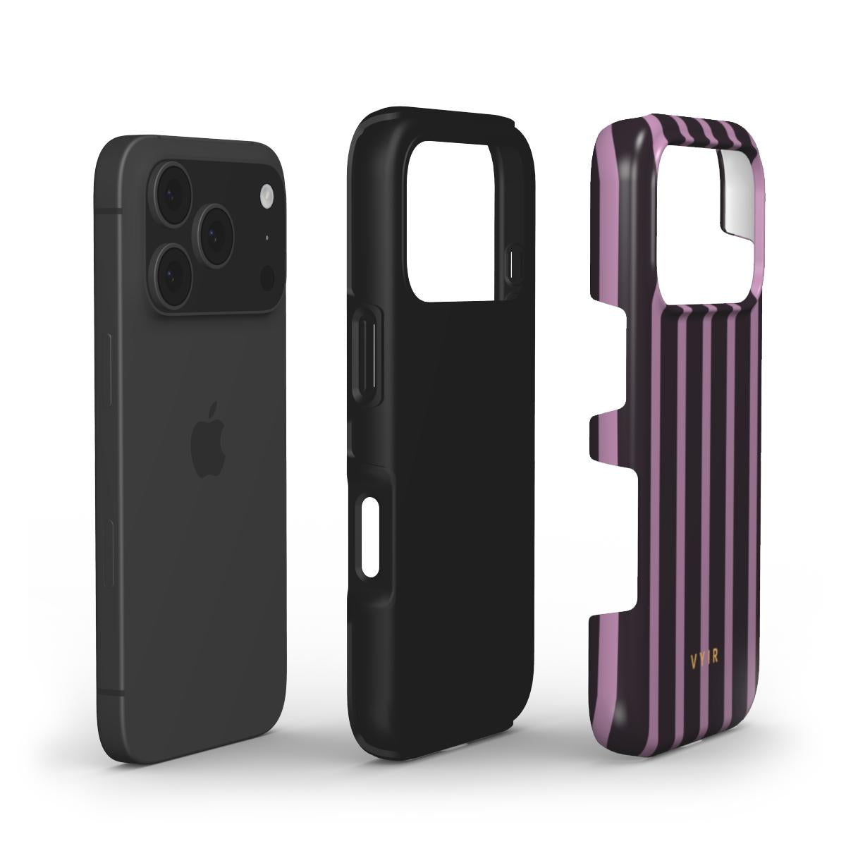 Luxe Stripes, Plum - Shockproof Phone Case - VYIR