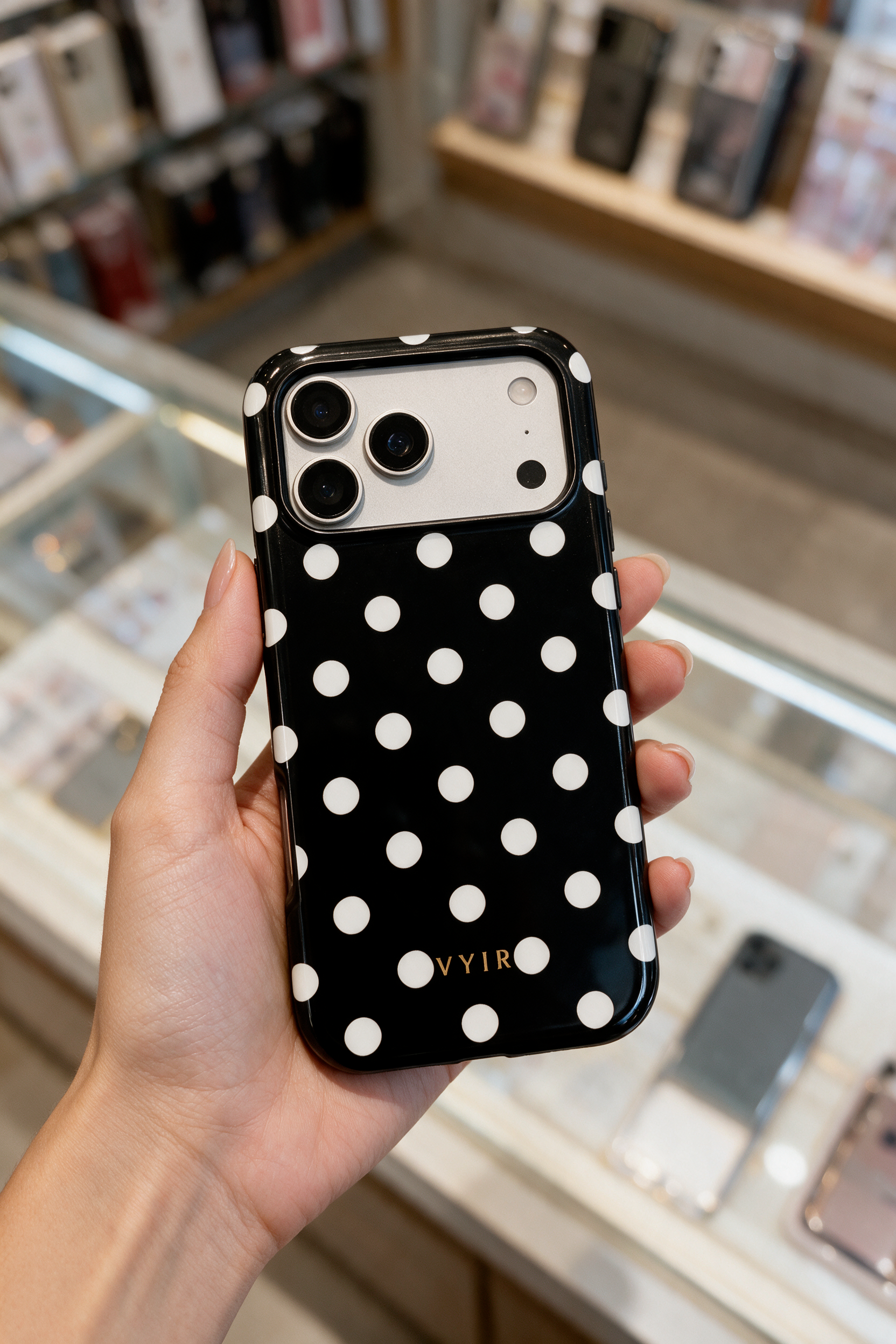 Classic Polka Dots, Black Noir - Tough Funda para móvil
