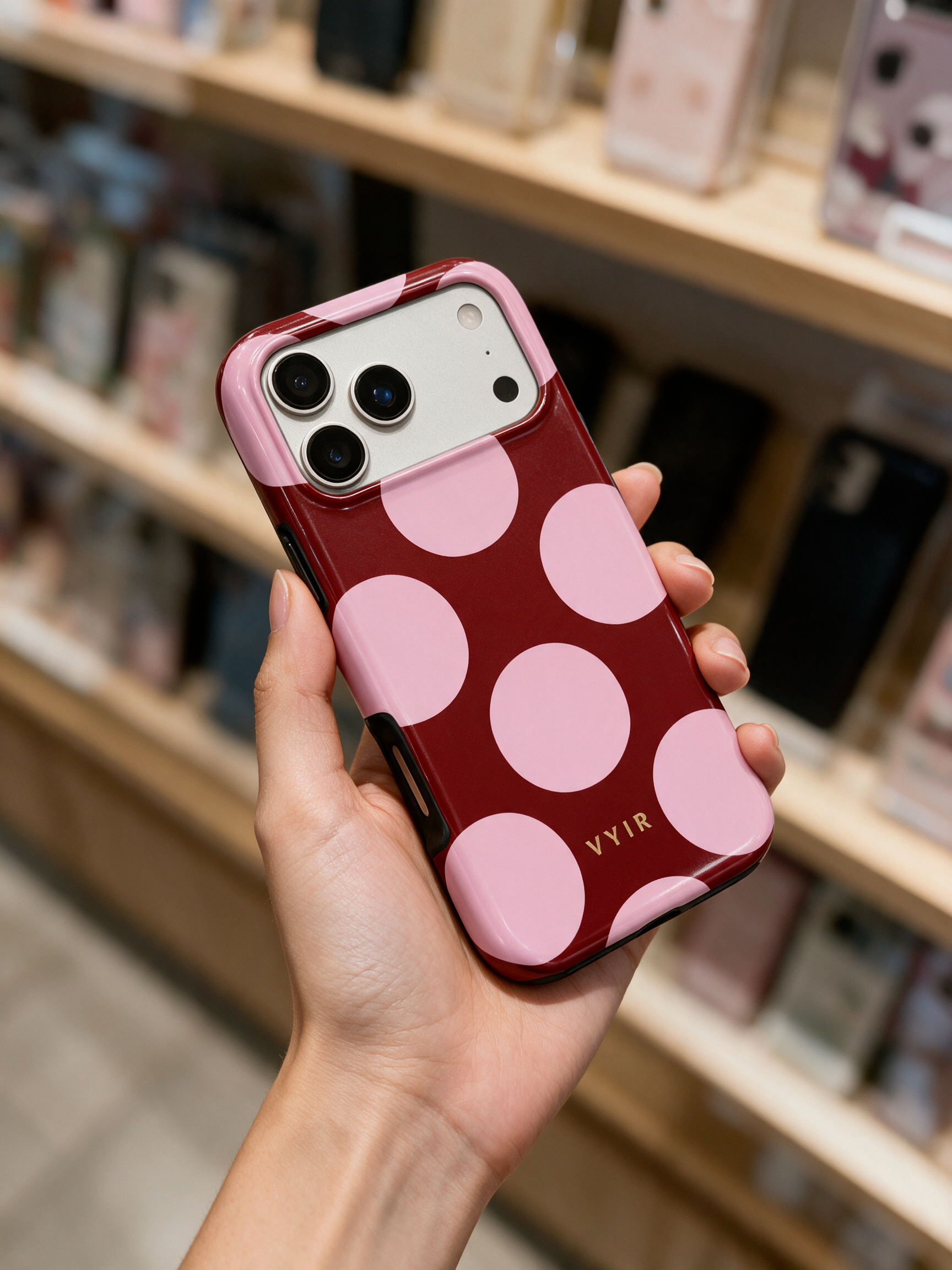 Large Polka Dots, Rosa burdeos - Tough Funda para móvil